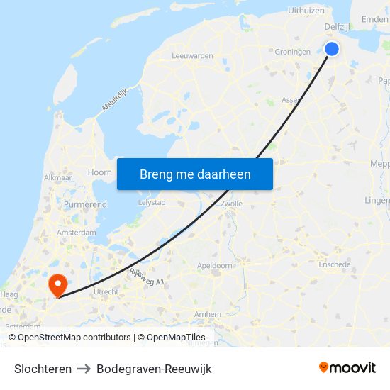 Slochteren to Bodegraven-Reeuwijk map