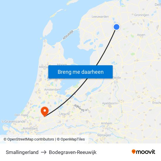 Smallingerland to Bodegraven-Reeuwijk map