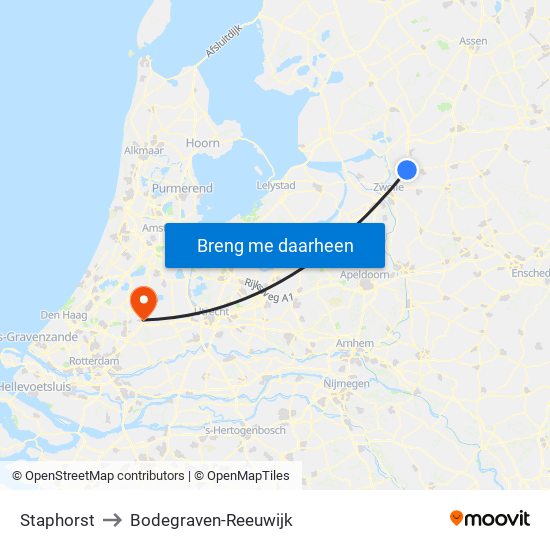 Staphorst to Bodegraven-Reeuwijk map