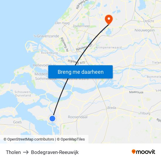 Tholen to Bodegraven-Reeuwijk map