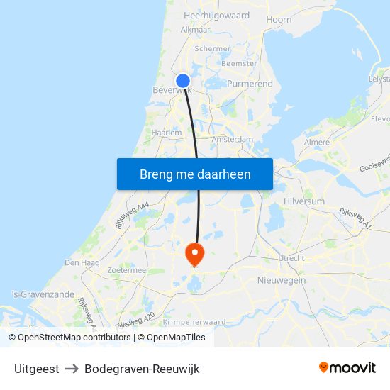 Uitgeest to Bodegraven-Reeuwijk map