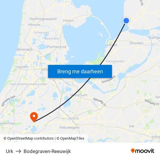 Urk to Bodegraven-Reeuwijk map