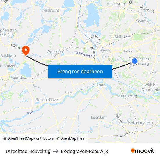 Utrechtse Heuvelrug to Bodegraven-Reeuwijk map