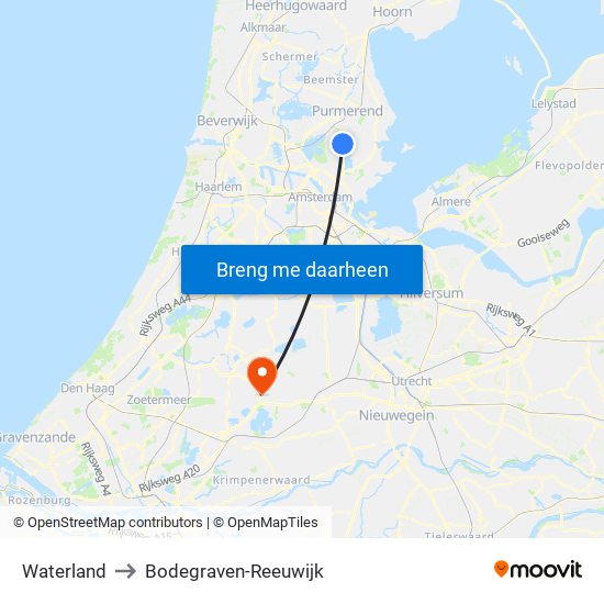 Waterland to Bodegraven-Reeuwijk map