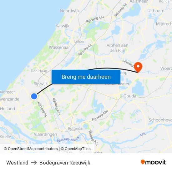 Westland to Bodegraven-Reeuwijk map