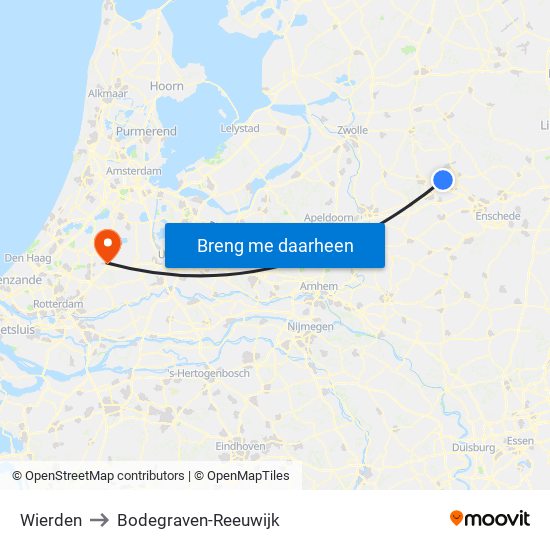 Wierden to Bodegraven-Reeuwijk map