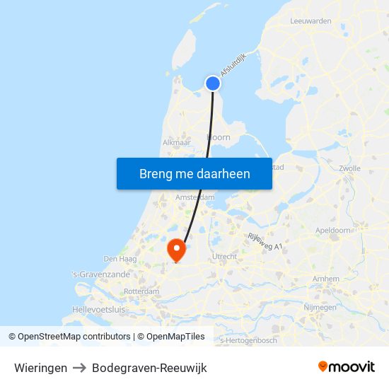 Wieringen to Bodegraven-Reeuwijk map