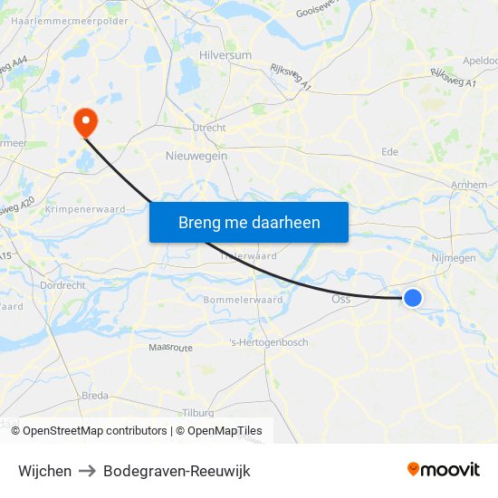 Wijchen to Bodegraven-Reeuwijk map