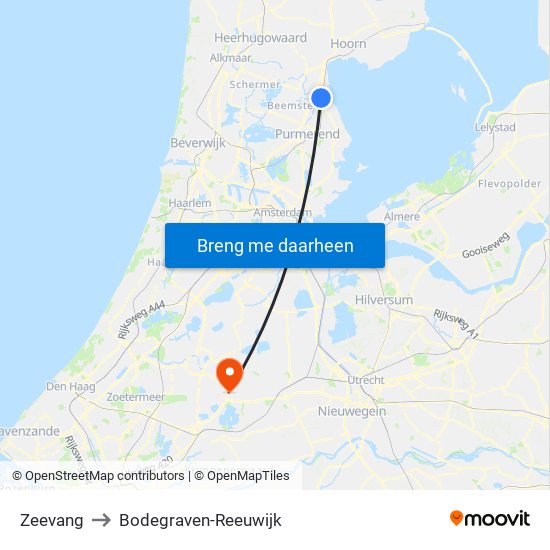 Zeevang to Bodegraven-Reeuwijk map