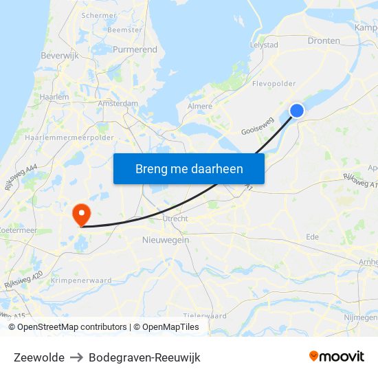 Zeewolde to Bodegraven-Reeuwijk map