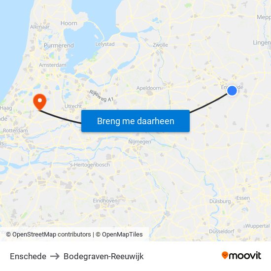 Enschede to Bodegraven-Reeuwijk map