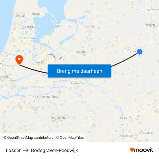 Losser to Bodegraven-Reeuwijk map