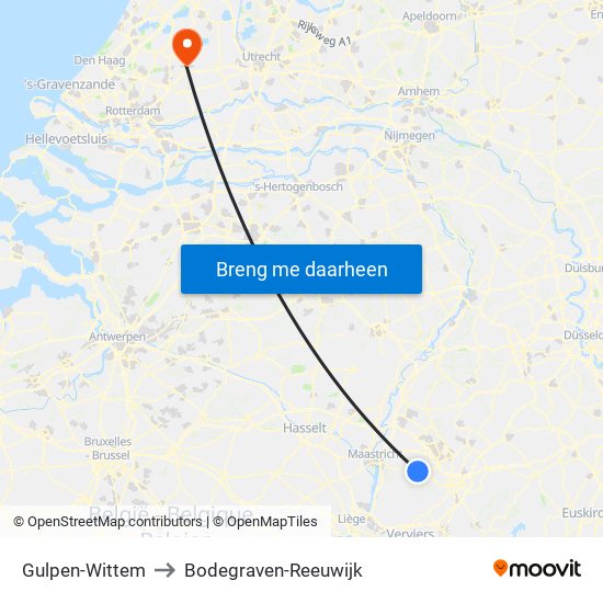 Gulpen-Wittem to Bodegraven-Reeuwijk map