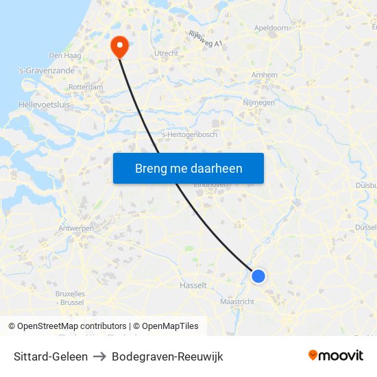 Sittard-Geleen to Bodegraven-Reeuwijk map