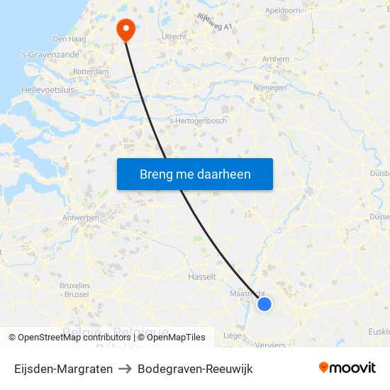 Eijsden-Margraten to Bodegraven-Reeuwijk map