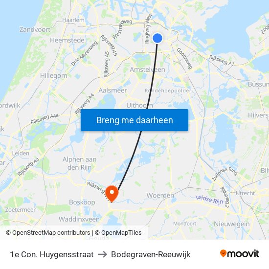 1e Con. Huygensstraat to Bodegraven-Reeuwijk map
