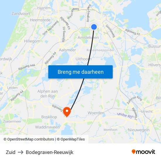 Zuid to Bodegraven-Reeuwijk map