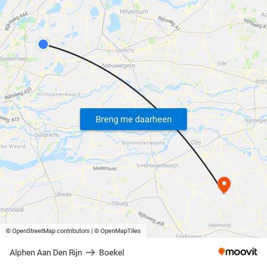 Alphen Aan Den Rijn to Boekel map
