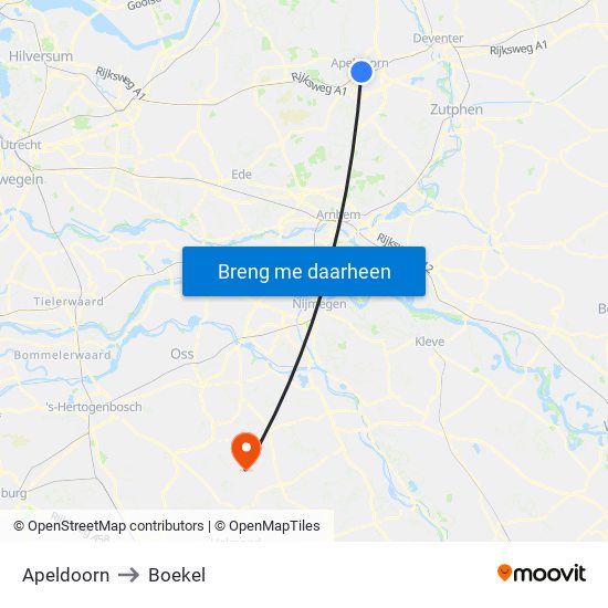Apeldoorn to Boekel map