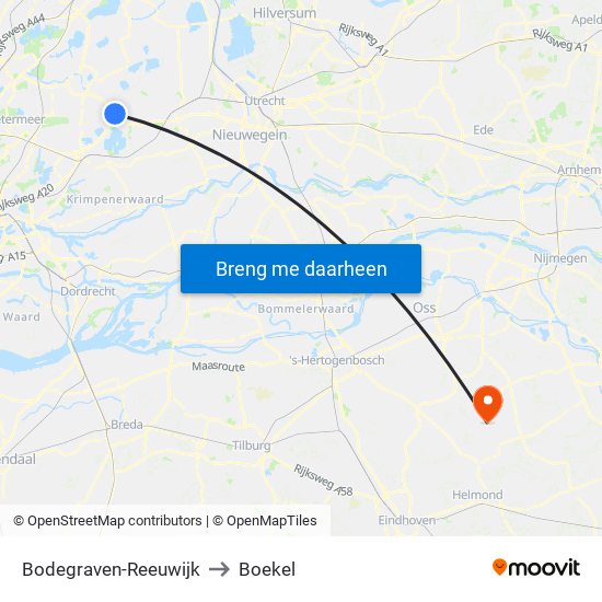 Bodegraven-Reeuwijk to Boekel map