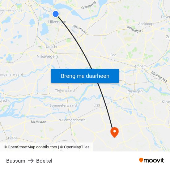 Bussum to Boekel map