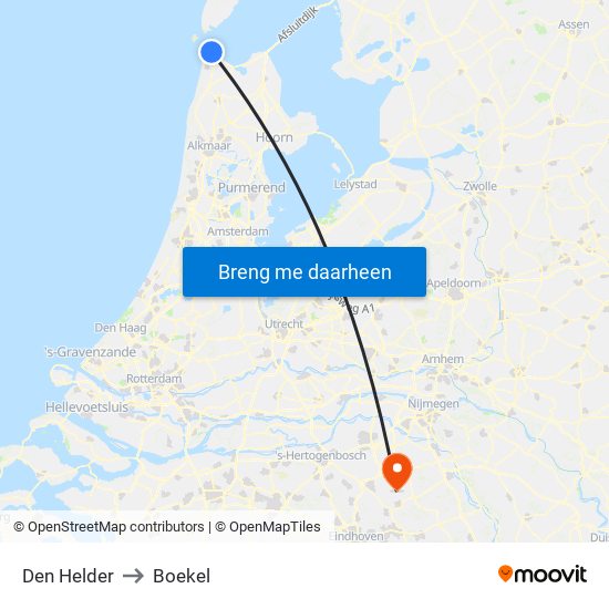 Den Helder to Boekel map