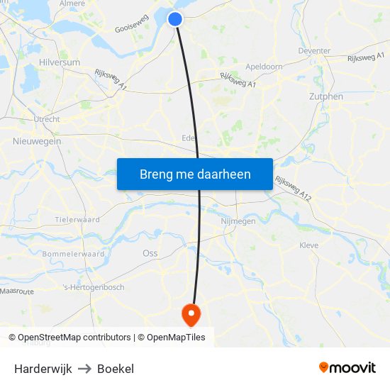 Harderwijk to Boekel map