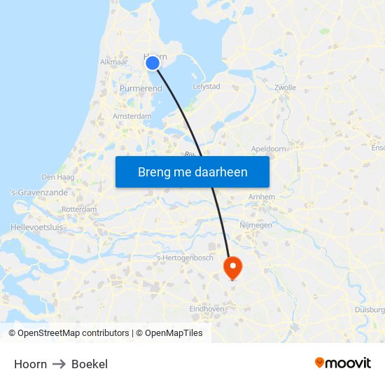 Hoorn to Boekel map