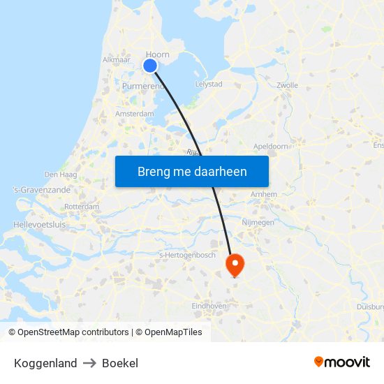 Koggenland to Boekel map