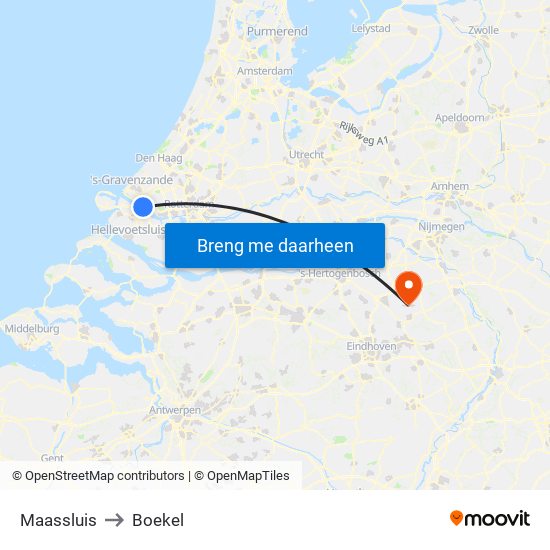 Maassluis to Boekel map