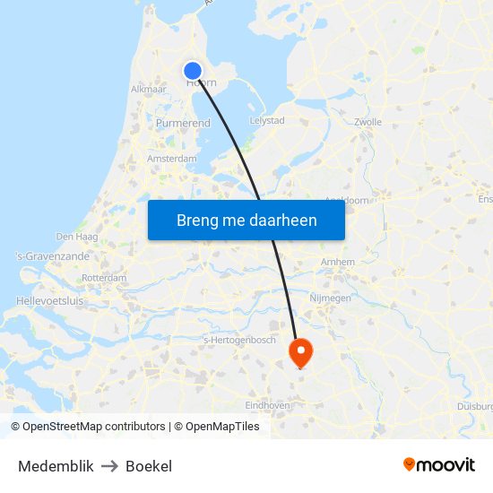 Medemblik to Boekel map