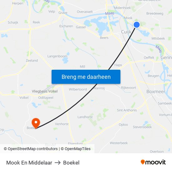 Mook En Middelaar to Boekel map
