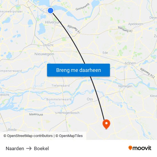 Naarden to Boekel map