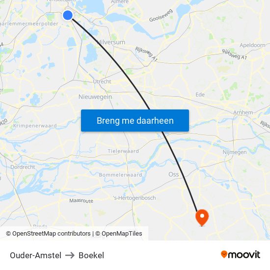 Ouder-Amstel to Boekel map