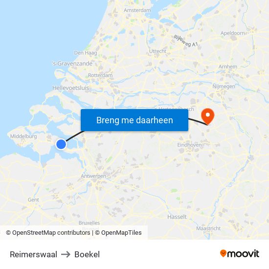 Reimerswaal to Boekel map