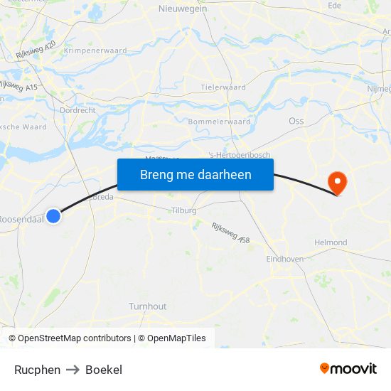 Rucphen to Boekel map