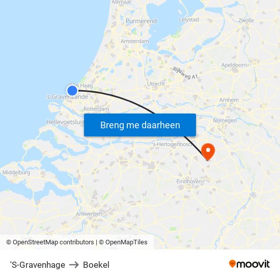 'S-Gravenhage to Boekel map