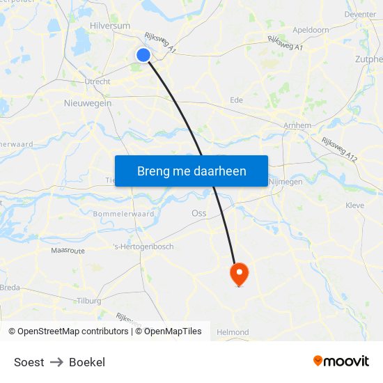 Soest to Boekel map