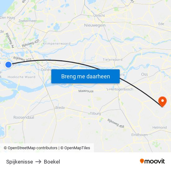 Spijkenisse to Boekel map