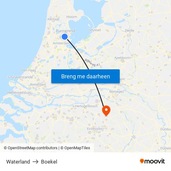 Waterland to Boekel map