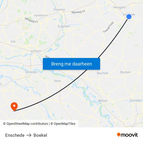 Enschede to Boekel map