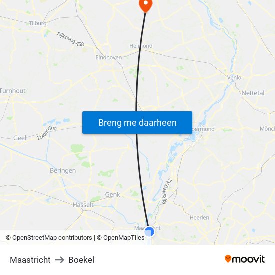 Maastricht to Boekel map