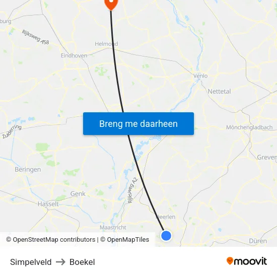 Simpelveld to Boekel map