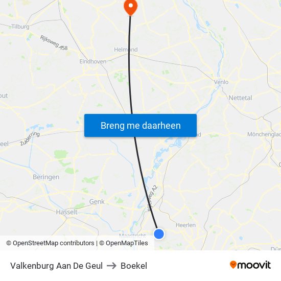 Valkenburg Aan De Geul to Boekel map