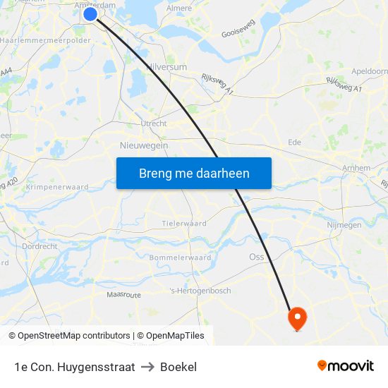 1e Con. Huygensstraat to Boekel map