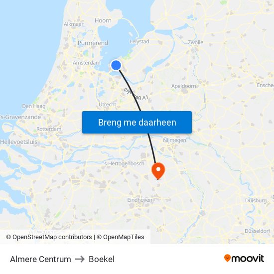 Almere Centrum to Boekel map