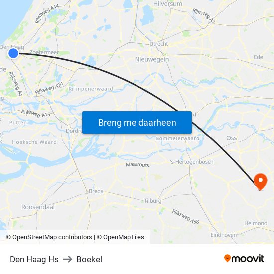 Den Haag Hs to Boekel map