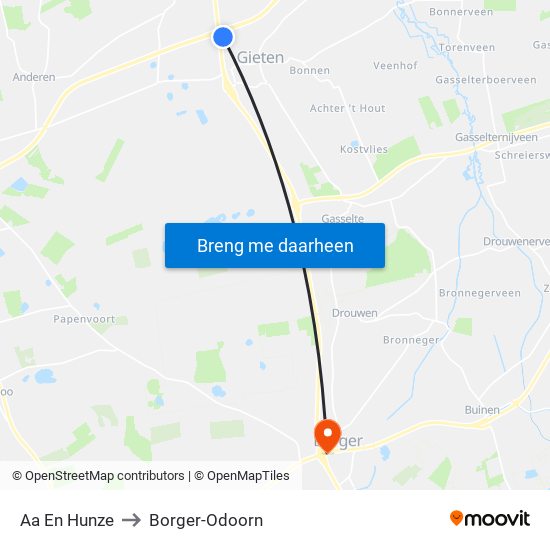 Aa En Hunze to Borger-Odoorn map