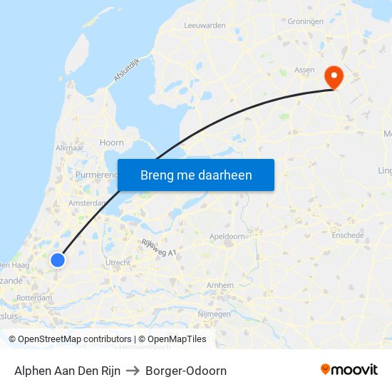 Alphen Aan Den Rijn to Borger-Odoorn map