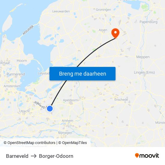 Barneveld to Borger-Odoorn map